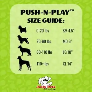 Size Chart Jolly Pets Push-n-Play Ball Dog Toy